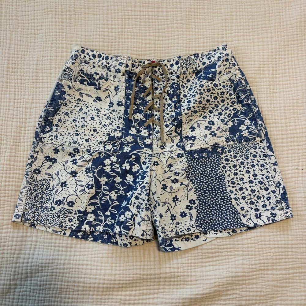 Y2K Gloria Vanderbilt Patchwork‎ Denim Blue Shorts Womens Size 10 Festival Rodeo